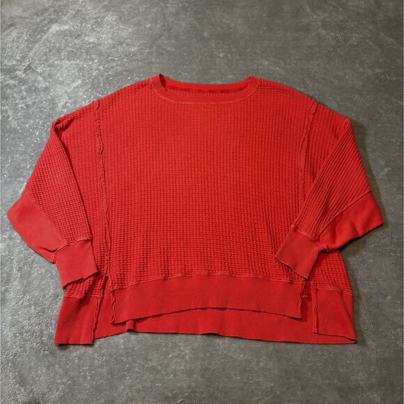 American Eagle Seriously Lived-In Waffle Knit Long Sleeve Top Oversized - Picture 1 of 7